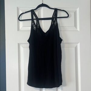 Hippie Rose Black Lace Trim Strappy Tank Top